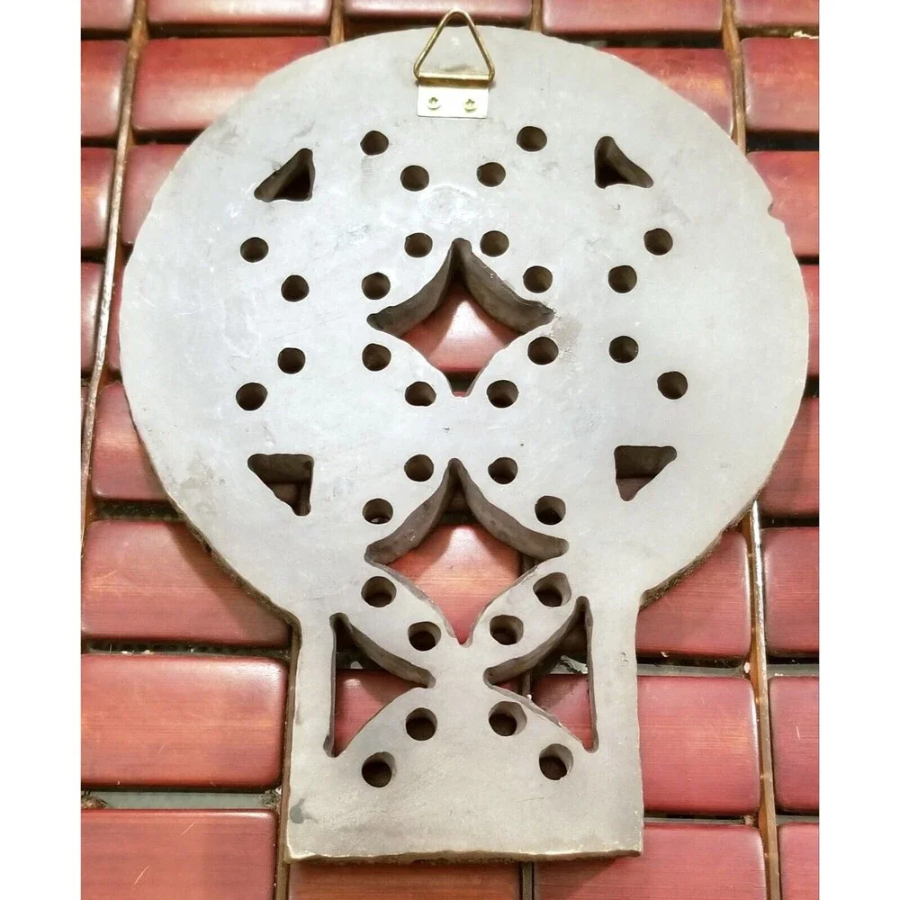 Vintage Gray Distressed Stone-Look Celtic Cross with Geometric Pattern 7.25
